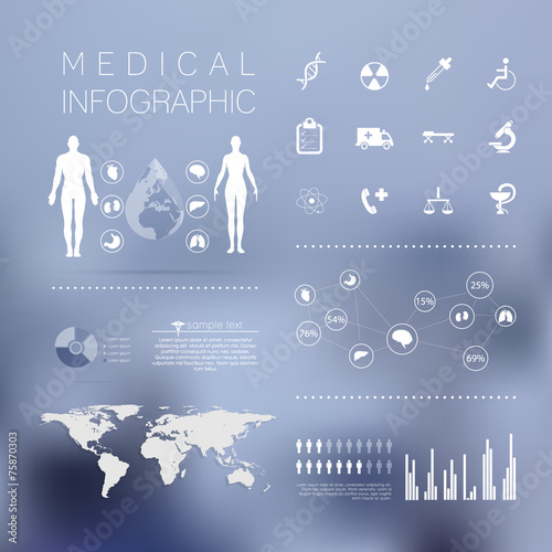 Medical, health and healthcare icons and infographic