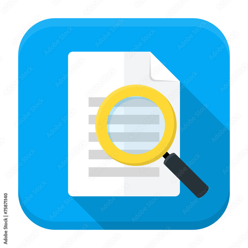 Document search app icon with long shadow Document search app icon with long shadow