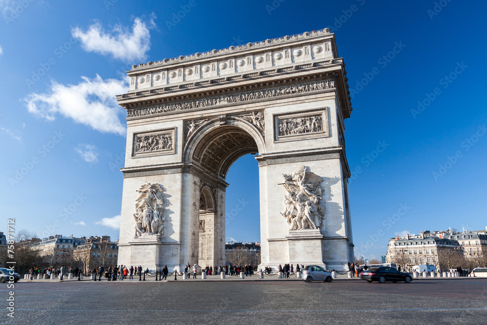 Arc de Triomphe in Paris, France - obrazy, fototapety, plakaty 
