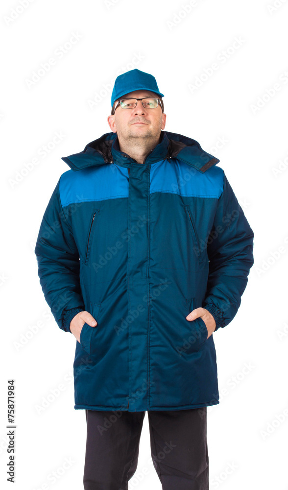 Man in winter work wear.