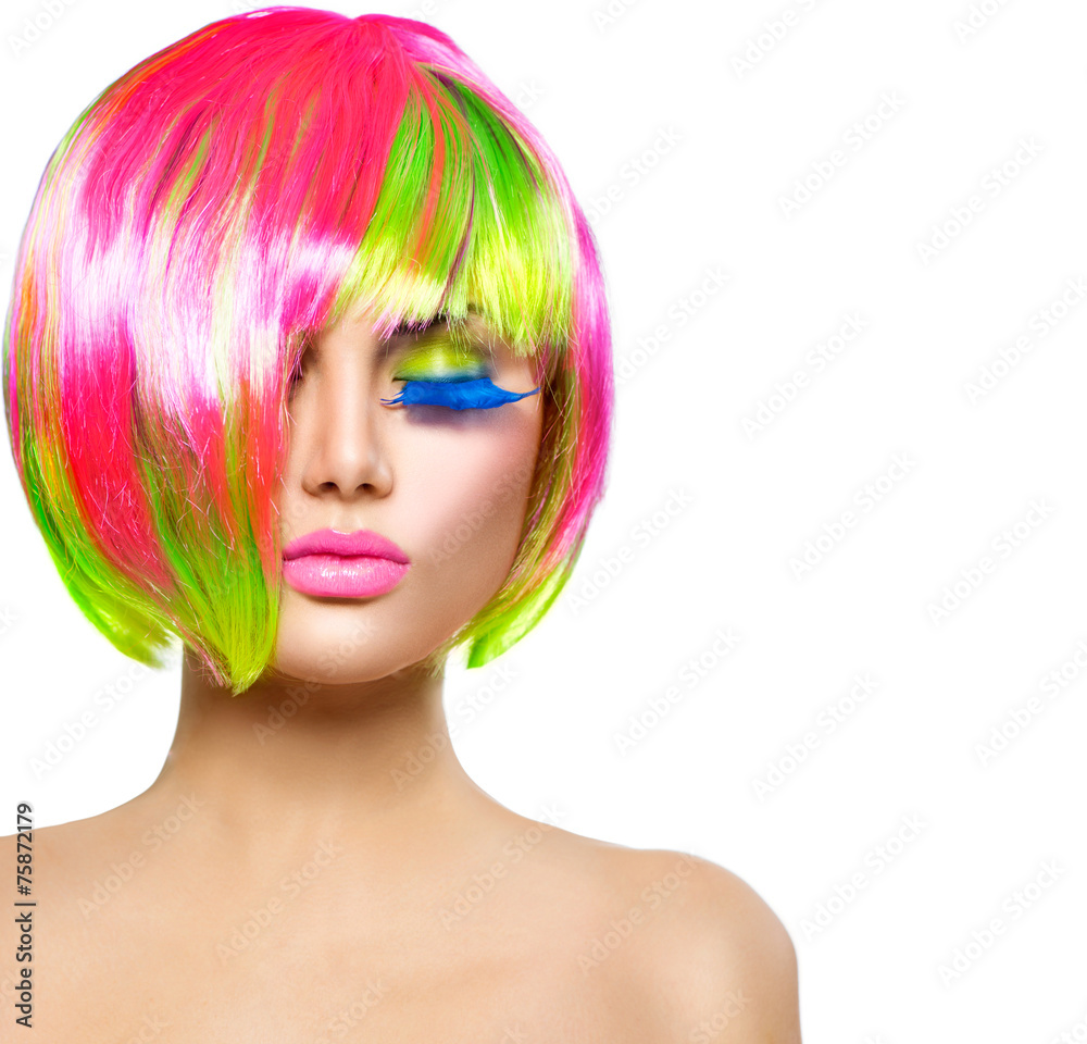 Beauty fashion model girl with colorful dyed hair Beauty fashion model girl with colorful dyed hair