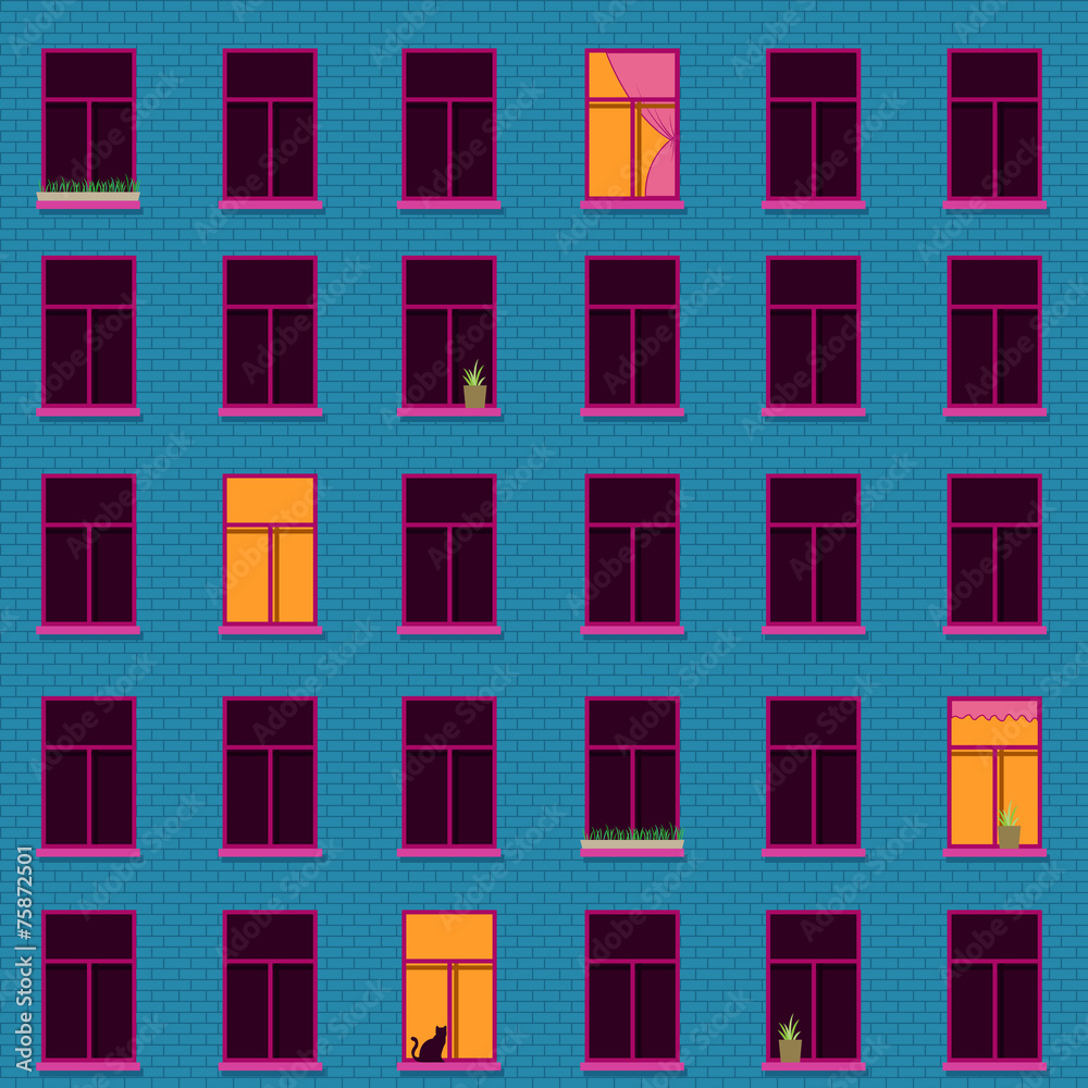 vector brick wall with windows seamless pattern vector brick wall with windows seamless pattern