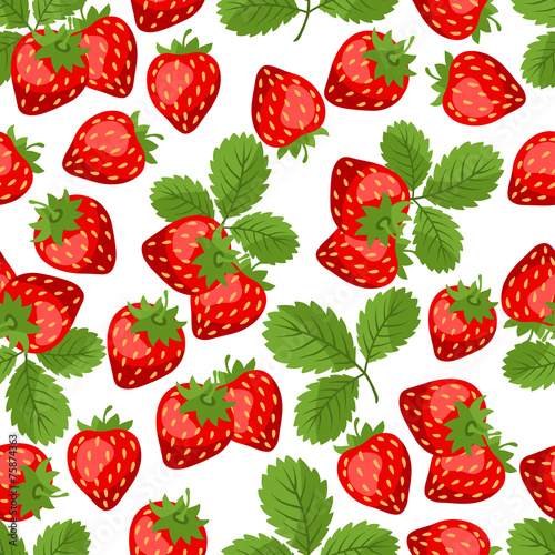 Seamless nature pattern with strawberries.