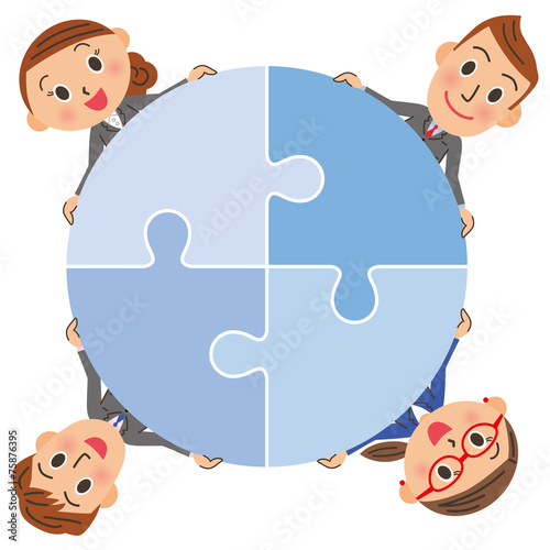 パズルで連結する会社員