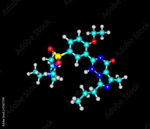 Vardenafil molecule isolated on black