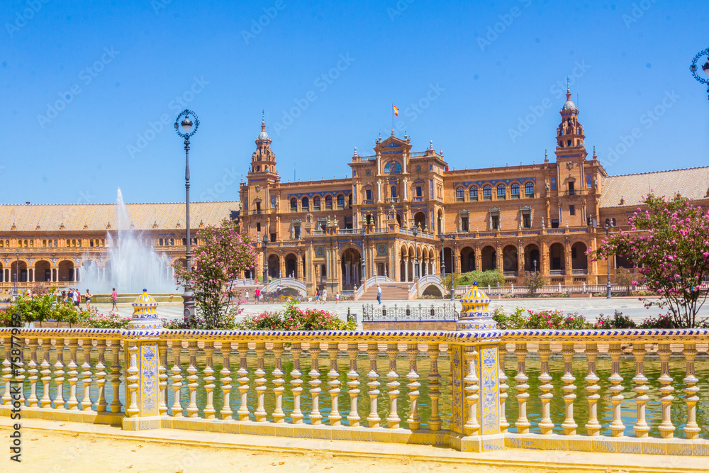 Fototapeta premium Details of the railing decorated ceramic Pond from the famous Pl