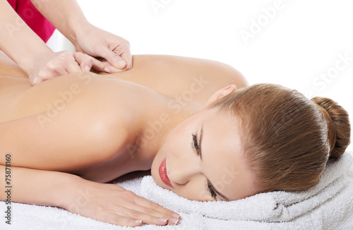 Woman getting massage in spa