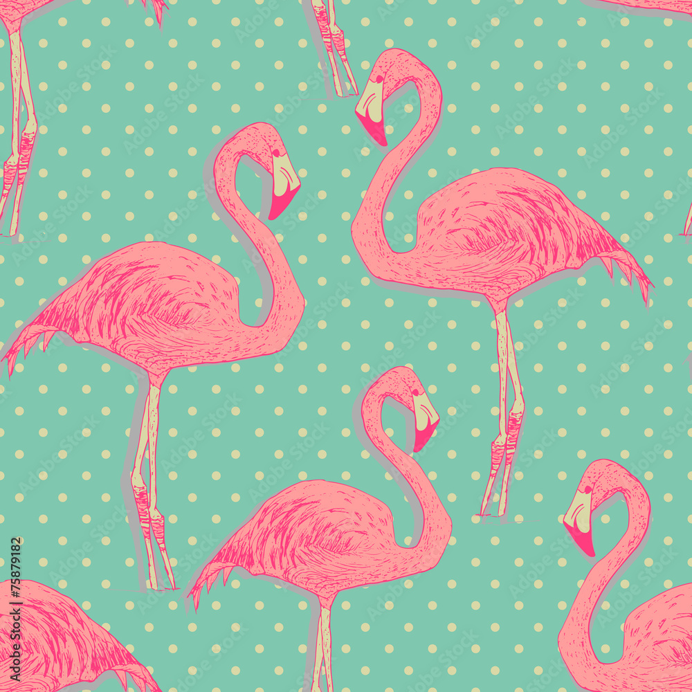 Fototapeta premium seamless flamingo bird pattern. hand drawn vector