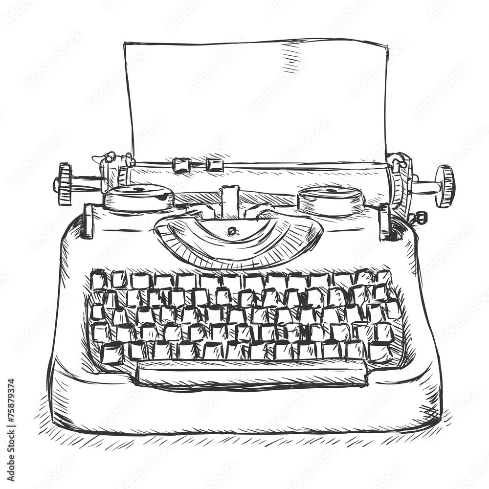 Vector Sketch Retro Typewriter