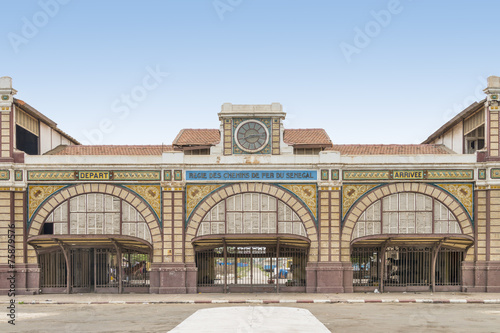 Abandoned railway station of Dakar, Senegal, colonial building photo