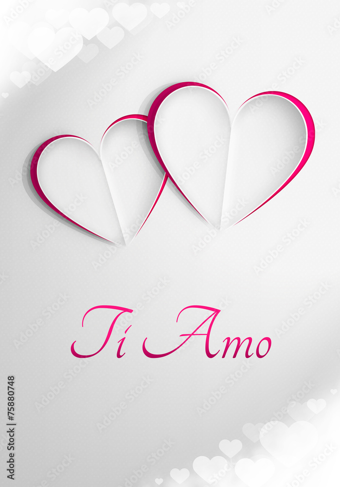 Miłosna kartka walentynkowa z napisem 'Ti Amo'