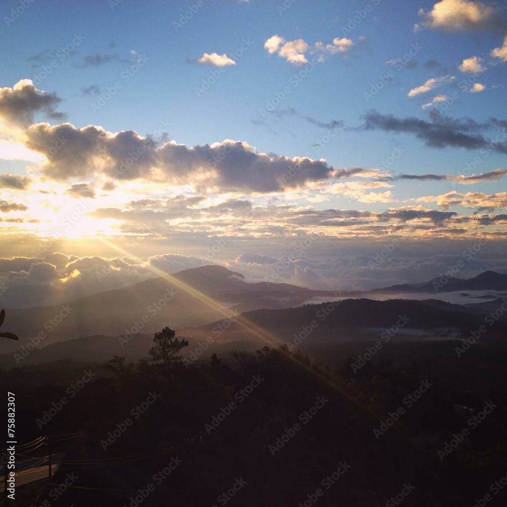 Morning lanscape view with sunrise at Chiangmai, Thailand