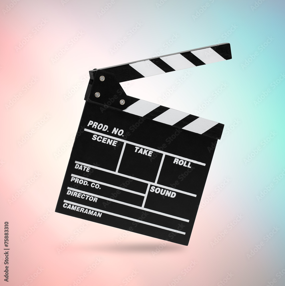 Film Clapboard on cinematic background