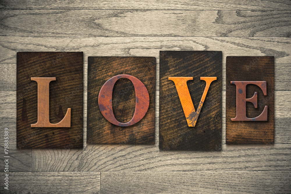 Fototapeta premium Love Concept Wooden Letterpress Type