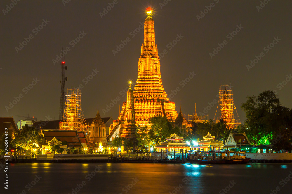 Wat Arun Temple River front in bangkok City Thailand