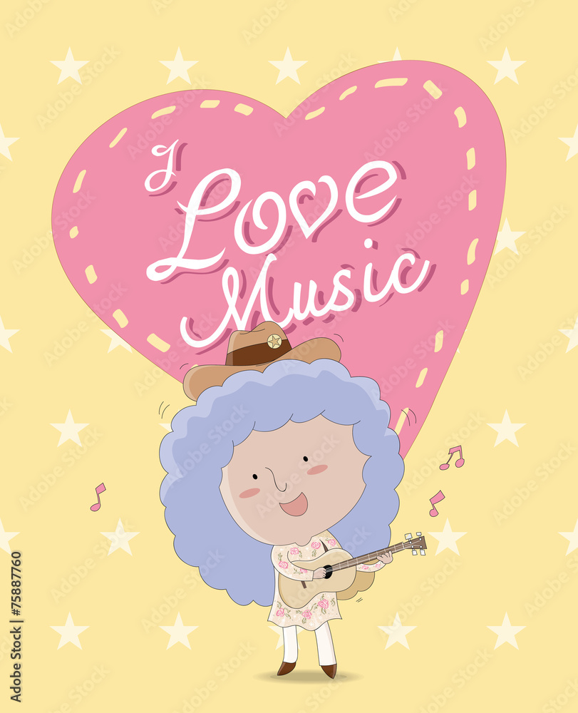 I Love Music / Female musician playing ukulele I Love Music / Female musician playing ukulele