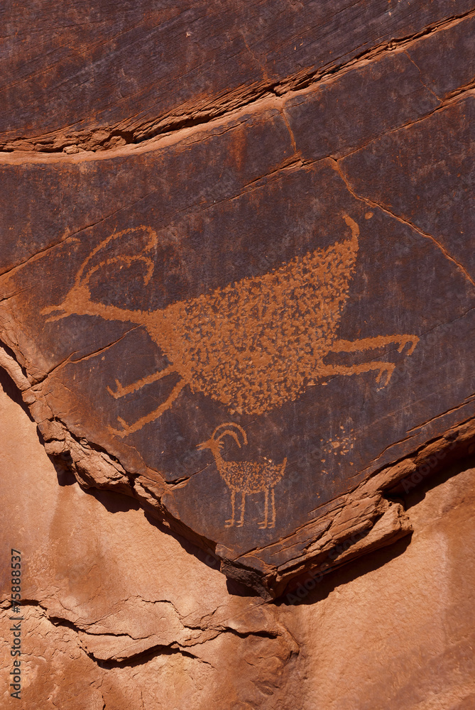 Wunschmotiv: Petroglyphen-Indianische Steinritzzeichnung #75888537