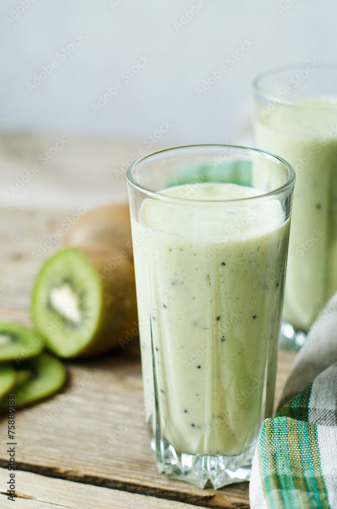 milkshake kiwi in a glass with straws milkshake kiwi in a glass with straws