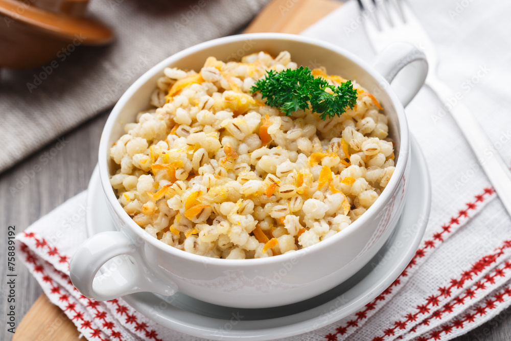 Barley porridge with carrot and onion Barley porridge with carrot and onion