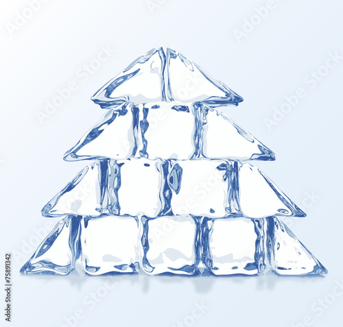 Vector Christmas tree builded from ice blocks