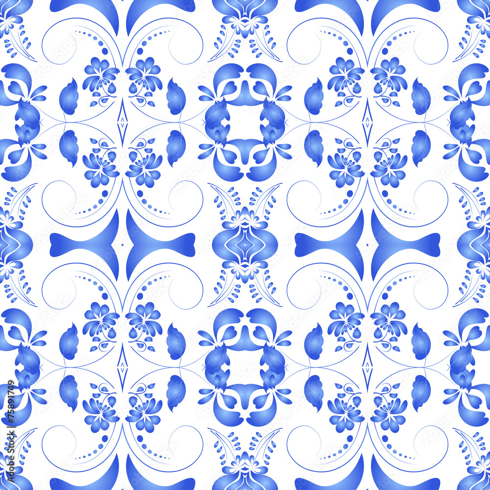 Seamless pattern in the Russian traditional style. Gzhel painted Seamless pattern in the Russian traditional style. Gzhel painted
