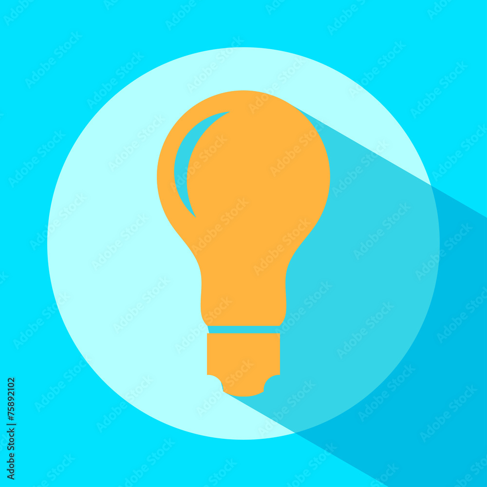 The icon with a yellow light bulb. Vector design element. Flat i The icon with a yellow light bulb. Vector design element. Flat i