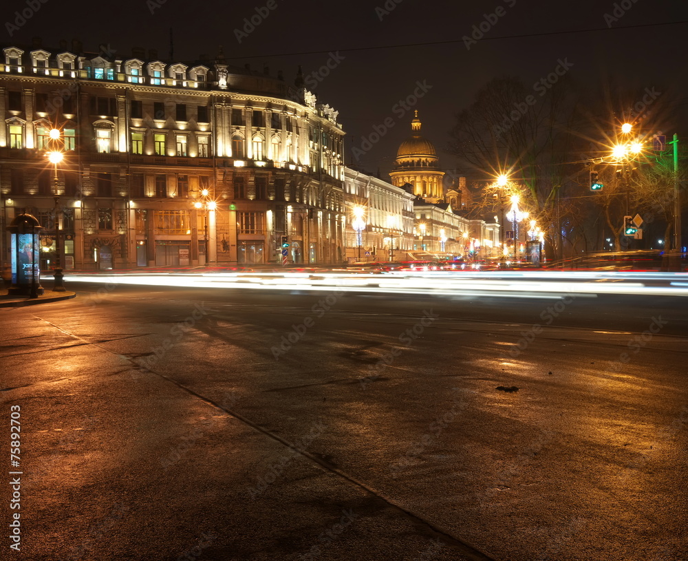 Naklejka premium Night Saint-Petersburg.