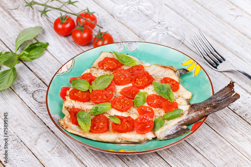Trout, Tomatoes and Basil