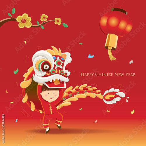 Happy Chinese New Year  with Lion dance