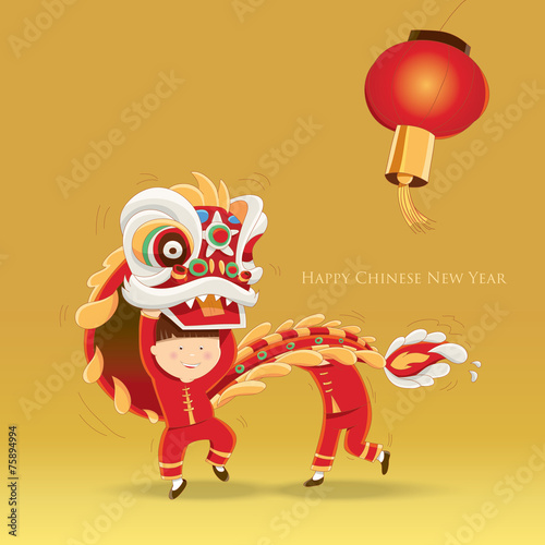 Happy Chinese New Year- Kids playing lion dance