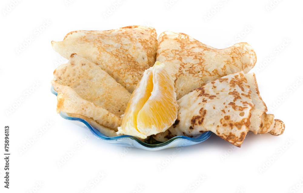 Pancakes with an orange lobule