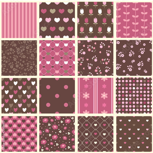 Set of abstract vintage seamless patterns