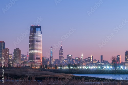 Jersey city and New York City  with Manhattan Skyline over Hudso