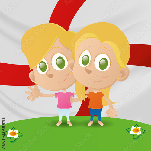 kids and flags