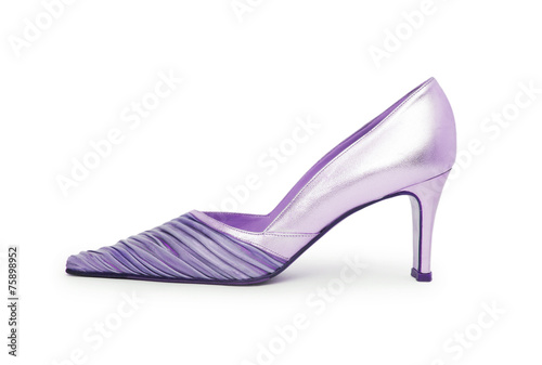 Biege high heel shoe isolated on white