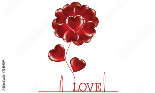 Flower woven heart. Vector illustration