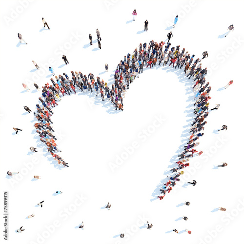 People in the form of hearts.