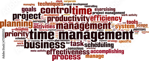 Time management word cloud concept. Vector illustration
