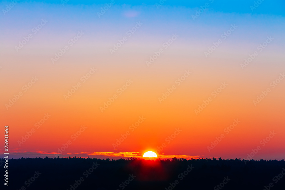 Sun Over Horizon, Sunset, Sunrise