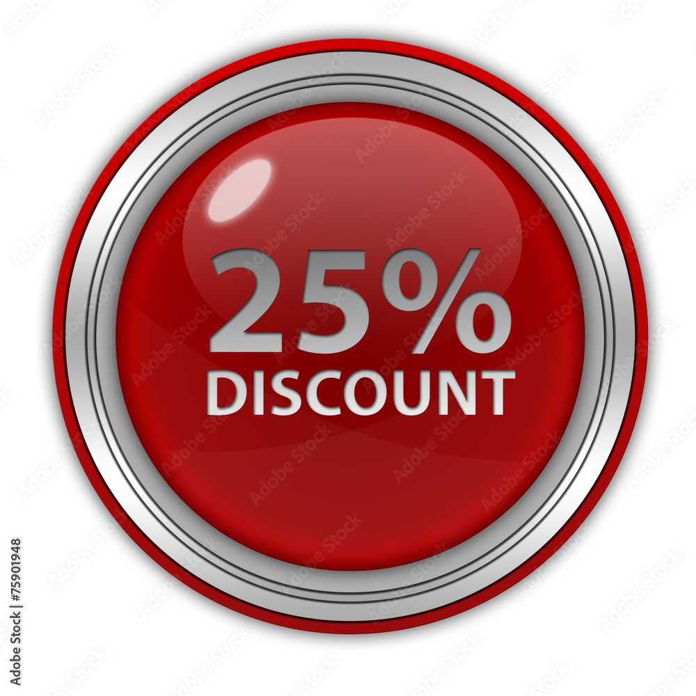 Discount 25 circular icon on white background Discount 25 circular icon on white background