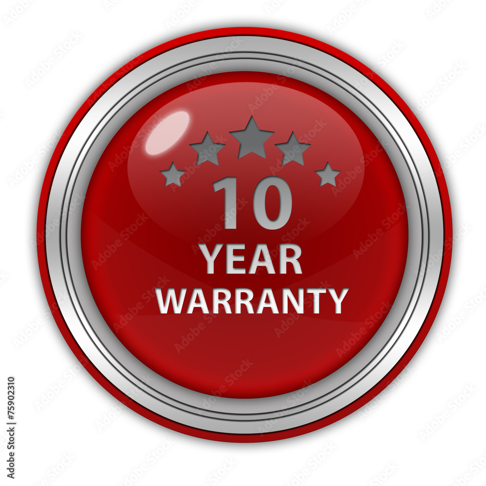 Ten year warranty circular icon on white background Ten year warranty circular icon on white background