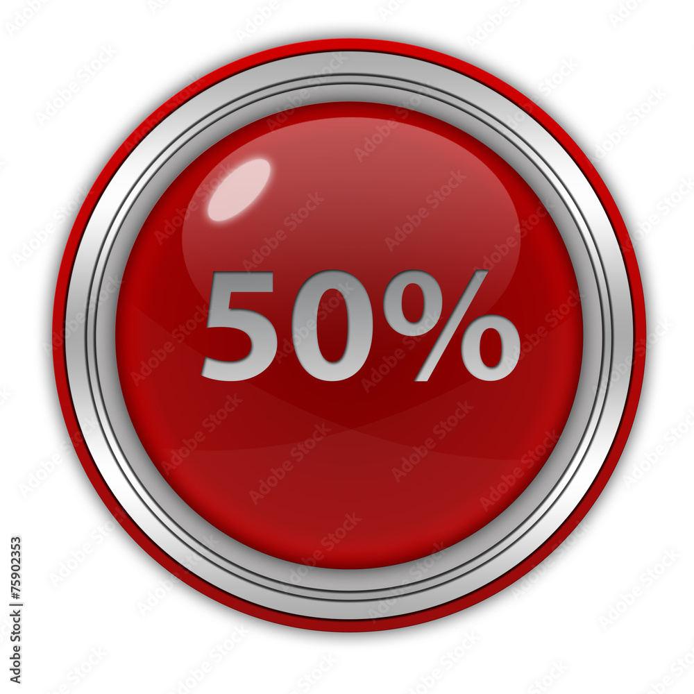 Fivety percent circular icon on white background Fivety percent circular icon on white background