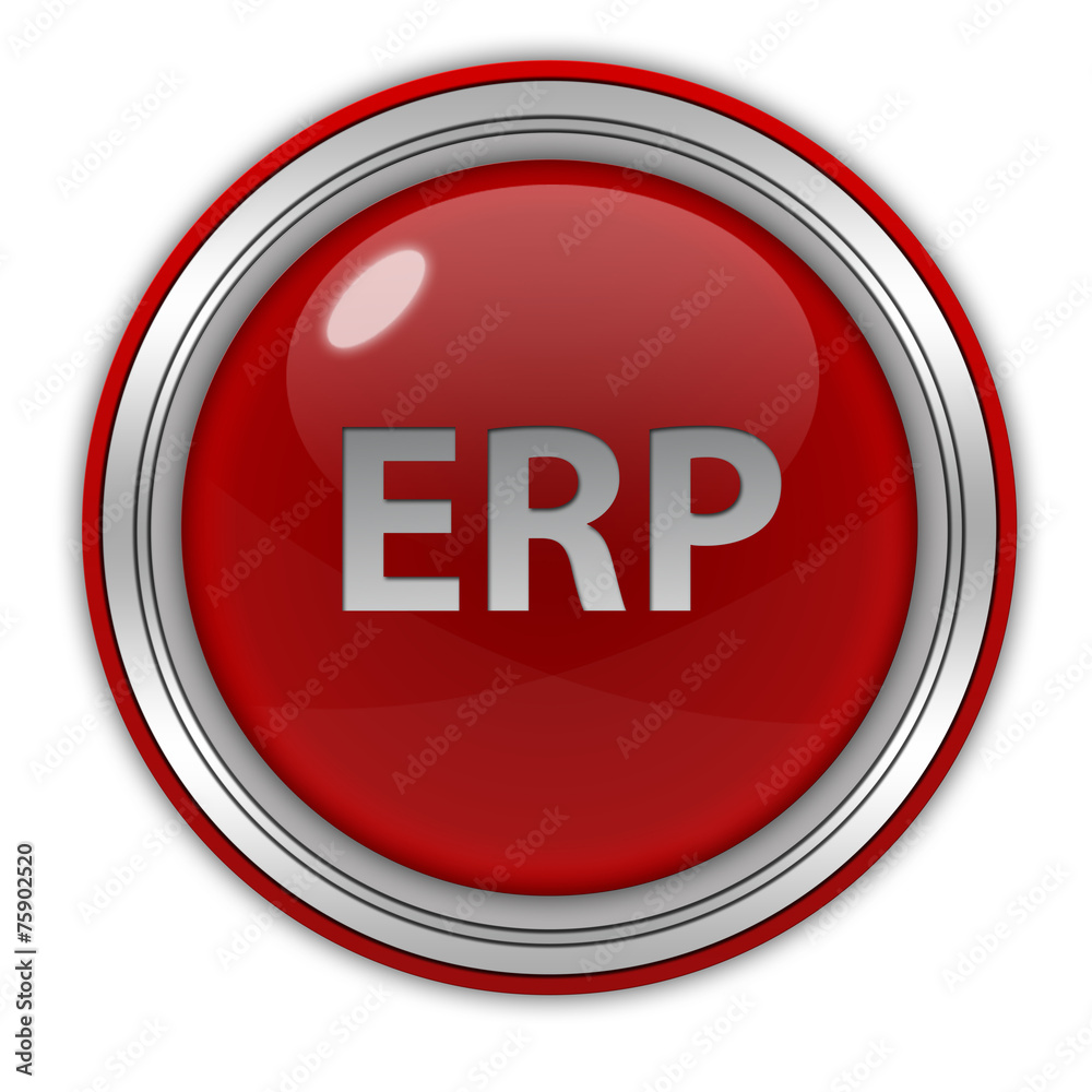 ERP circular icon on white background ERP circular icon on white background
