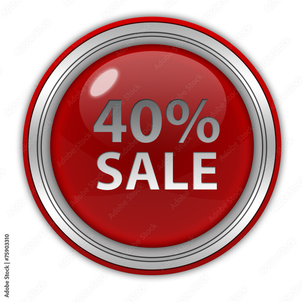 Sale forty percent circular icon on white background Sale forty percent circular icon on white background