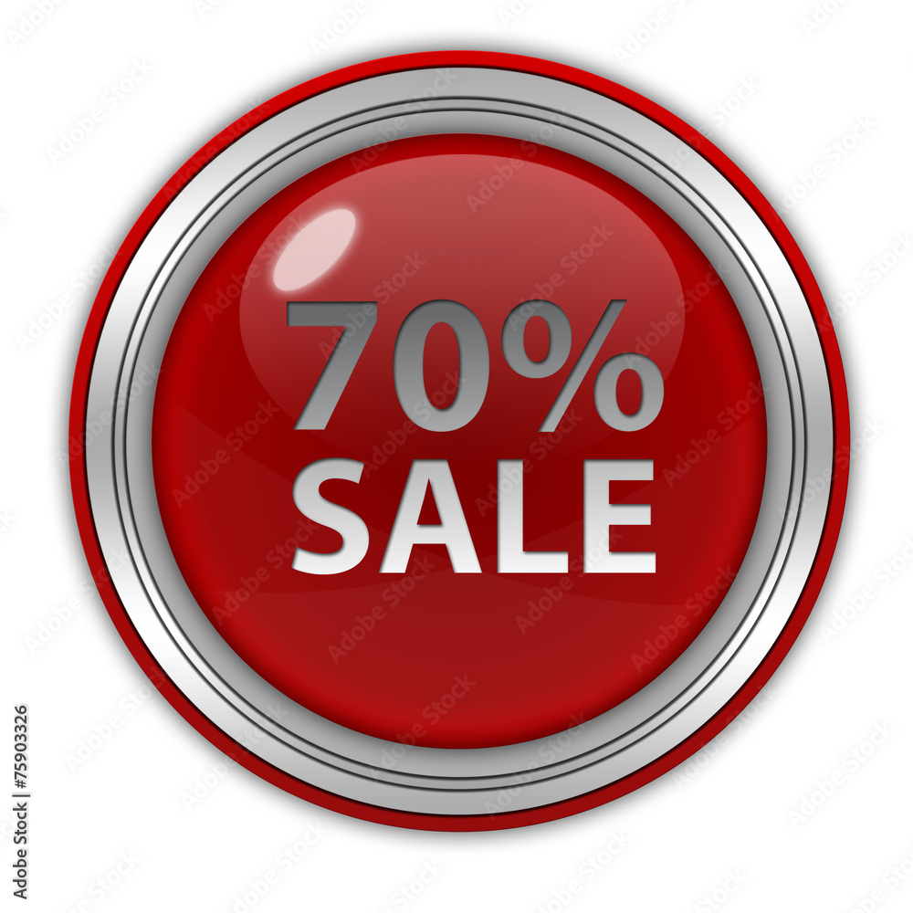 Sale seventy percent circular icon on white background Sale seventy percent circular icon on white background
