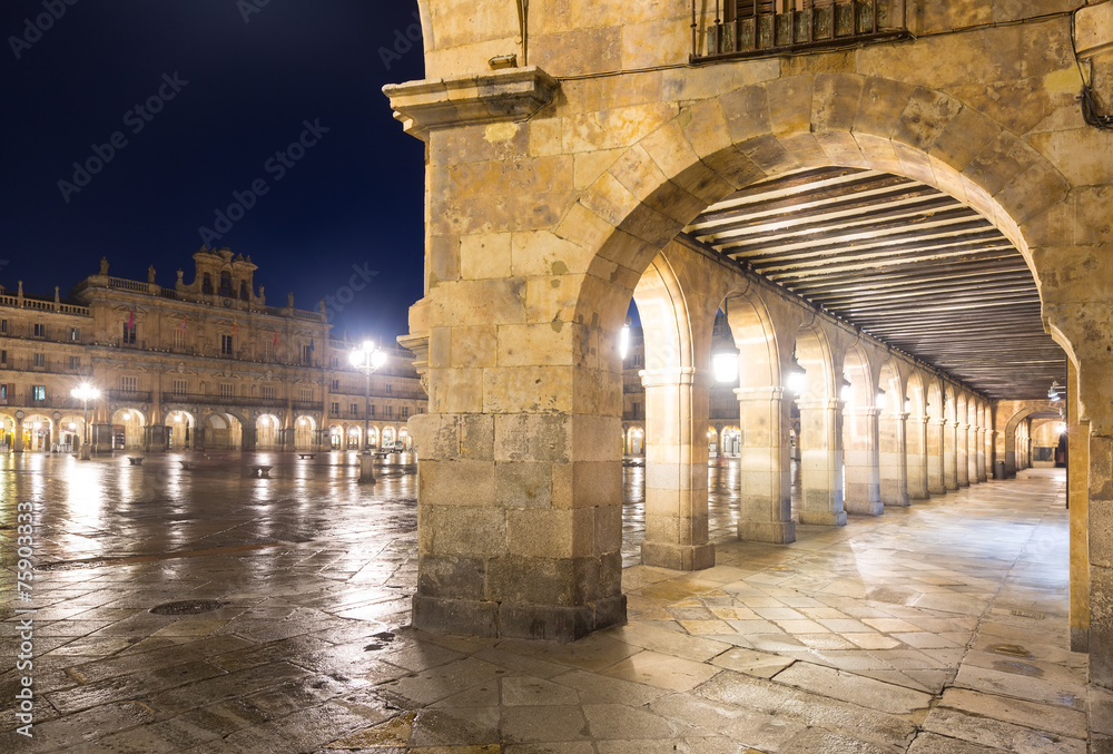 Night view of Plaza Mayor. Salamanca