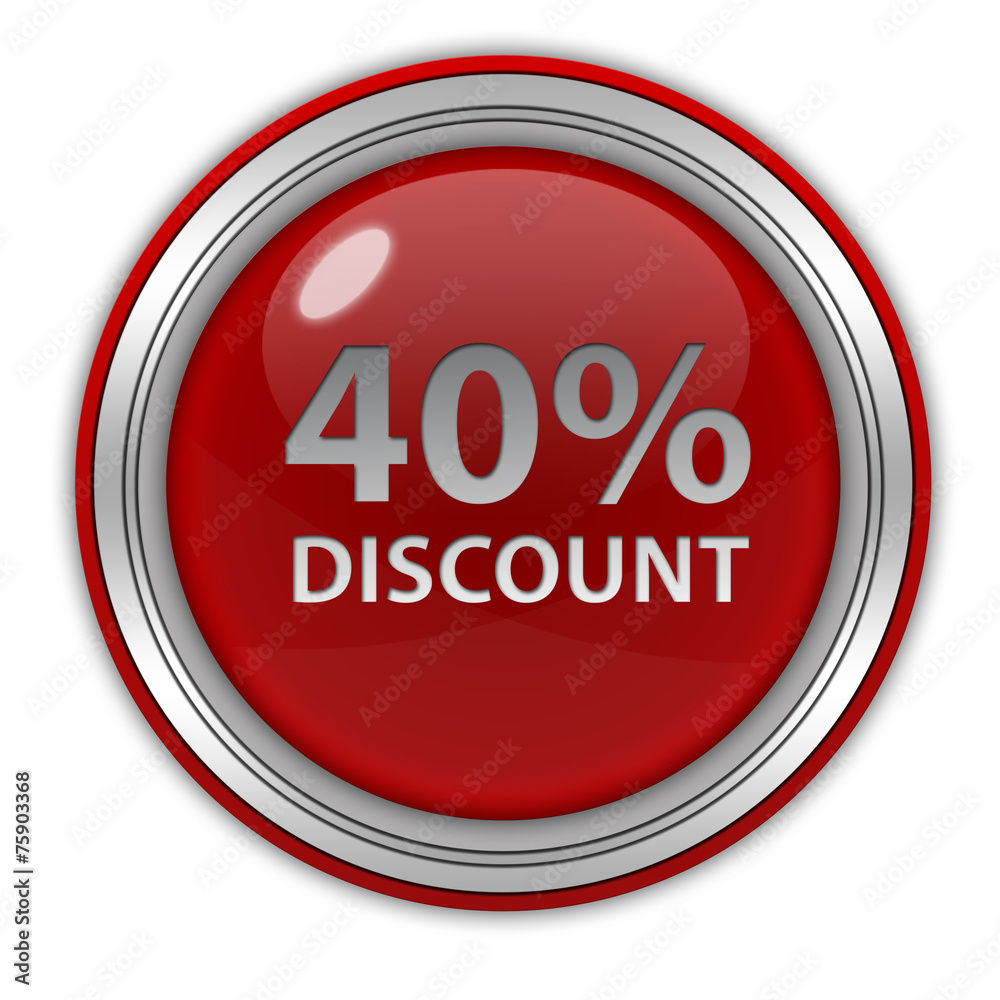 Discount forty percent circular icon on white background Discount forty percent circular icon on white background