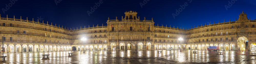 Evening panarama of Plaza Mayor. Salamanca
