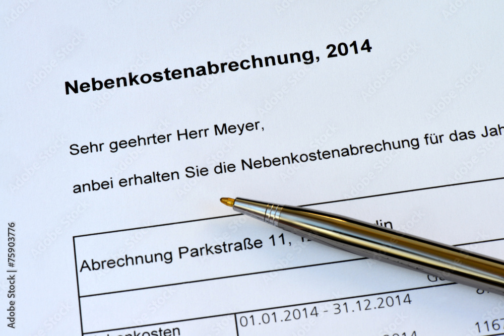 Nebenkostenabrechnung, 2014, Miete, Mietwohnung, Haus Nebenkostenabrechnung, 2014, Miete, Mietwohnung, Haus