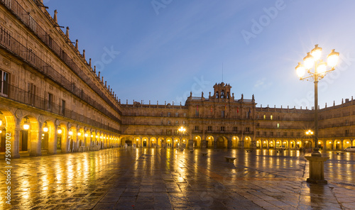 View of Plaza Mayor in early mornig. Salamanca